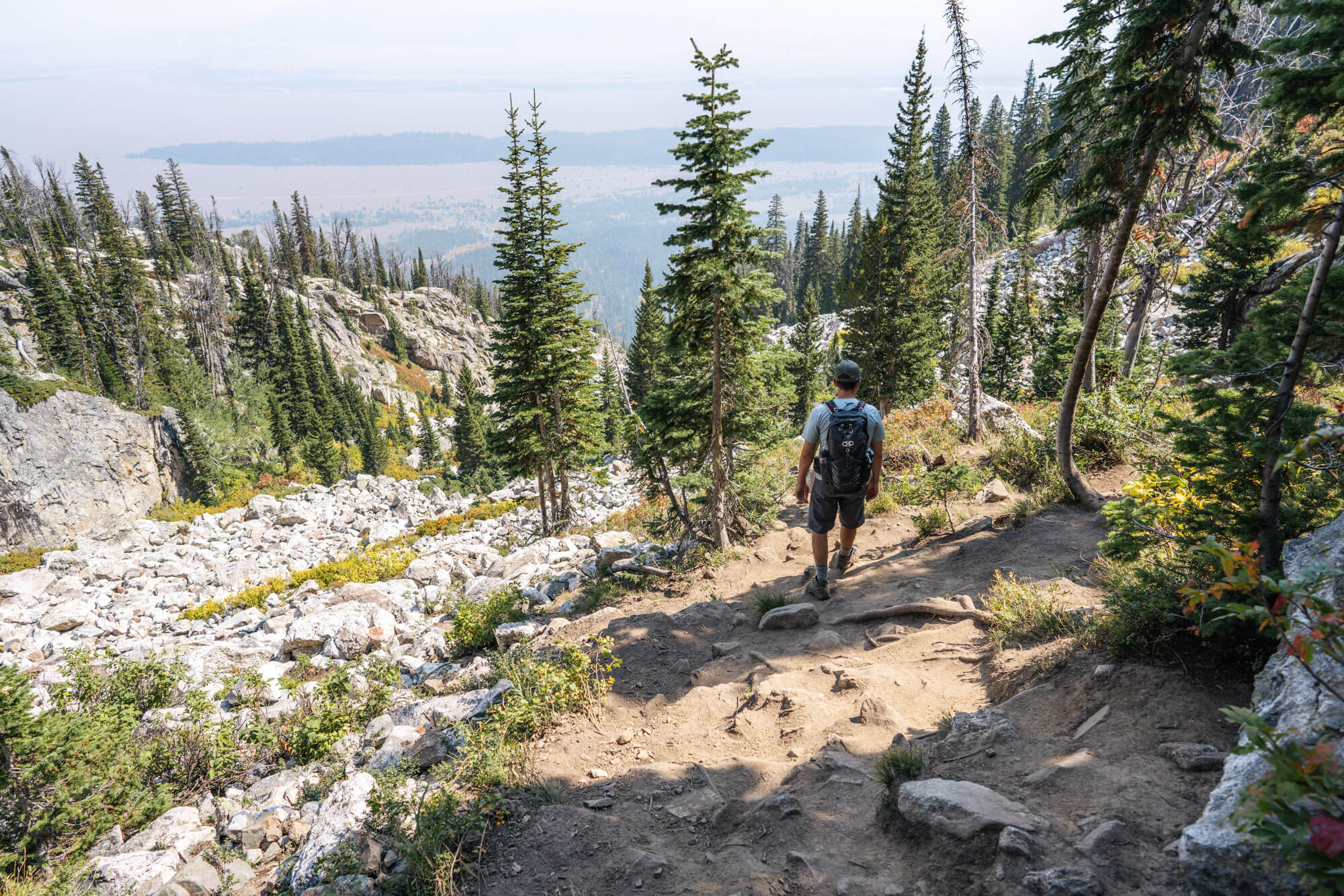 Downhill on the return hike from Delta Lake